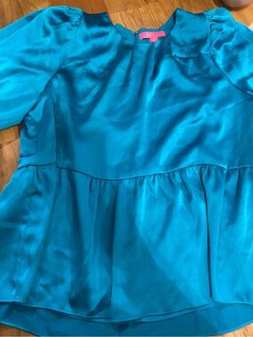 Lilly Pulitzer Turquoise Peplum Blouse